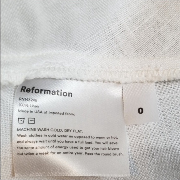 Reformation Kassi Linen Ruffle Tie Top In White - Picture 8 of 8